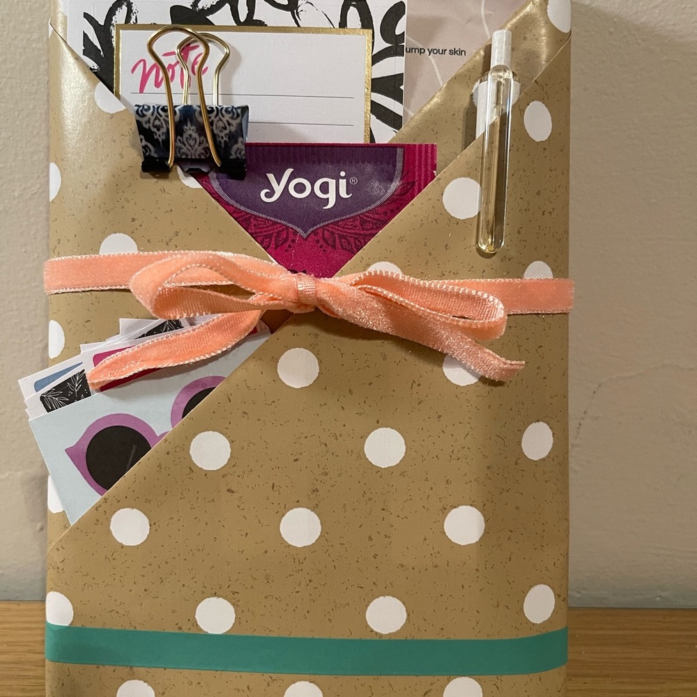 Polka Dot Pocket Organizer with Peach Velvet Tie